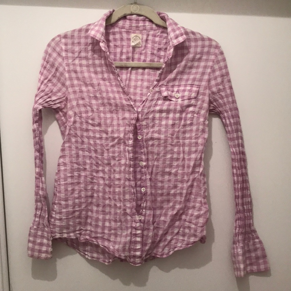 J Crew purple seersucker/gingham top in 6P